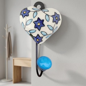 Crochet mural en céramique vintage en forme de cœur, avec poignée globe, réglable, étanche, écologique, multifonctionnel et auto-adhésif - Product Image 3
