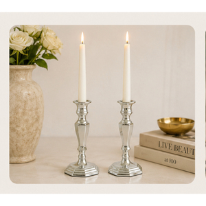 Factory Price <b>Silver</b> Metal Handmade Eco-Friendly Candle Holder Set Elegant Aluminum <b>Candlestick</b> Stand Wedding Birthday Christmas - Product Image 2