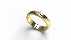 Luxury 18K Gold <b>Dome</b> Diamond <b>Ring</b> Emerald Cut Flush Setting Wedding Band Comfort Fit Inlaid Rectangle Jewelry for Men and Women - Product Image 2