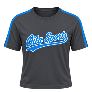 Ensemble uniforme de cheerleading gris-bleu : T-shirt à manches courtes et jupe plissée – Tenue de sport pour entraînement, compétition et performance - Product Image 3