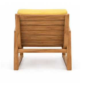 Fauteuil lounge en teck massif avec coussin rembourré, fauteuil d'appoint pour salon intérieur - Product Image 4