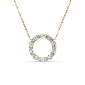 Collier en argent 925 plaqué or avec diamant circulaire, pendentif ovale baguette cultivé en laboratoire, bijoux fins de luxe pour anniversaire, cadeau pour femme - Product Image 3