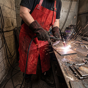 Durable Red Cowhide Split Leather Welding <b>Apron</b> Household and Industrial Safety Hand Protection <b>Working</b> Spark Resistant - Product Image 6