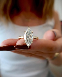 Marquise Cut 6CT Moissanite Diamond <b>Ring</b> 14K Yellow Gold <b>Solitaire</b> Engagement <b>Ring</b> Statement Luxury Fine Jewelry Design - Product Image 1