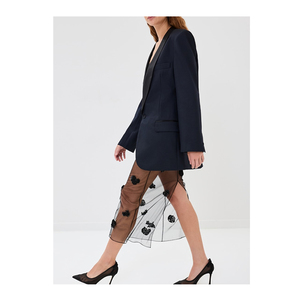 Blazer Clásico de Oficina para Mujer, Elegante, Azul Marino, con un Solo Botón y Acolchado - Product Image 3