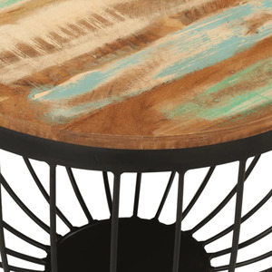 Industrial <b>Rustic</b> Coffee <b>Table</b> Handcrafted Reclaimed <b>Wood</b> Round Top With Black Metal Base Centerpiece Living Room Coffee <b>Table</b> - Product Image 5