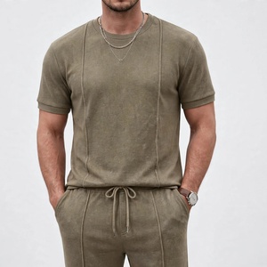Wholesale Summer Men's Casual Shorts <b>Set</b> Plain Color Solid 100% Cotton Jersey Quick Dry Knitted Pocket Customized Logo <b>Twin</b> <b>Set</b> - Product Image 1