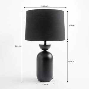 Lámpara de Mesa Metálica Midnight Capsule con Pantalla de Lino Negro, Acabado Mate, Base Estable, Iluminación Ambiental Suave - Product Image 6