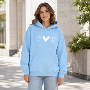 Custom Women Oversized Pullover Hoodie <b>Heart</b> Print Casual Fleece Polyester <b>Sweatshirt</b> Front OEM ODM Private Label Wholesale - Product Image 1