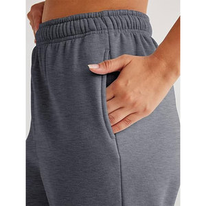 Pantalones deportivos de punto con cordón ajustable en la cintura, corte casual, cintura regular, mezcla transpirable de algodón y spandex. - Product Image 2