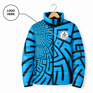Heritage Masonic Regalia Custom Print <b>Quilted</b> <b>Jacket</b> Winter Full Sleeve Stand Collar Zipper Closure Blue Black <b>Patterned</b> Design - Product Image 1
