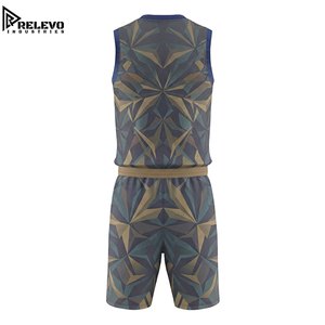 Ensemble de maillots de basket-ball sublimés personnalisés, uniforme sportif technique gris avec panneau géométrique bleu sarcelle et motif étoile, short inclus - Product Image 2