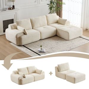 Divano Sezionale Modulare Moderno Cloud Pet-Friendly, Grande Divano Comprimibile in Memory Foam con Gambe in Tessuto Corduroy per Soggiorno - Product Image 2
