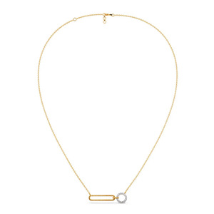 Collier en diamant à maillons allongés avec un centre géométrique élégant et un design moderne à cadre ouvert - Product Image 3