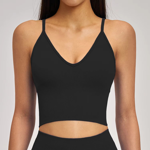 High Quality New Arrival Plus Size V-Neck <b>Cross</b> Back Yoga Bra Women's High Support Shockproof Padded Sports <b>Top</b> Front for - Product Image 6