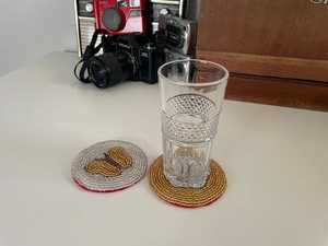 MS HANDICRAFT Handmade <b>Beaded</b> <b>Coasters</b>-Classic Church and Religious Gifts with Polyester Backing Portable (4x4 Inch) - Product Image 6