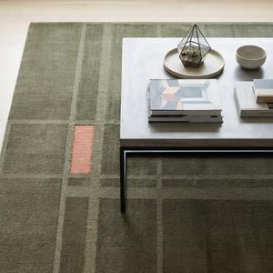 Alfombra de Lana Anudada a Mano, Diseño Geométrico Abstracto Clásico de Lujo, Pelo Plano de Grosor Medio, Color Verde Oliva, Patrón Floral Decorativo - Product Image 4