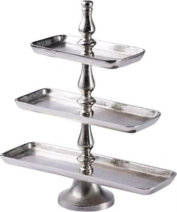 Two-Tier Round Metal <b>Decorative</b> Tray With Top Traditional Design For Fruits & Cup <b>Cake</b> Cosmetic Storage Platter - Product Image 5