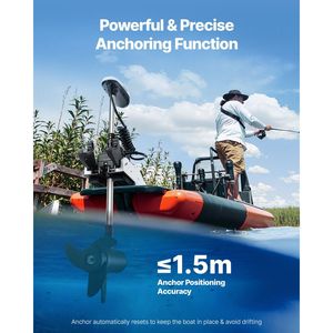 Motore elettrico traina 12V per kayak barche da pesca 55 libbre spinta GPS telecomando a 10 velocità indicatore batteria LCD 54 pollici - Product Image 4