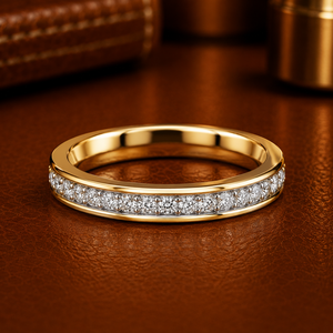 Brilliant Cut Lab Grown Brilliant Cut Diamond Half Eternity Band DEF-VVS 14K/18K Solid Gold Rhodium Plated Minimalist <b>Rings</b> - Product Image 1