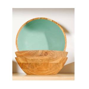 Novedad: Tazón de Madera para Servir, Tazón de Madera de Acacia con Diseño Esmaltado en el Interior, Tazón para Servir con Tapa - Product Image 4