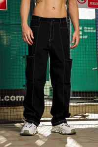 Pantalon en jean élégant pour homme, confortable, style décontracté chic, coupe large, taille mi-haute, écologique, authentique, idéal printemps-été - Product Image 1