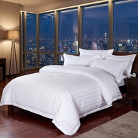 Ensemble de literie d'hôtel de luxe de qualité supérieure 100% coton à rayures de 3 cm, blanc, pour hôtels 5 étoiles, vente en gros de la marque Guangzhou JF