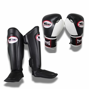 Twins MMA Boxing Gloves & Shin <b>Pad</b> Genuine Cowhide Leather Hook & Loop Closure Non-Slip Palm Adult Training Sparring Kit - Product Image 2