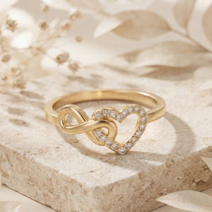 แหวนหัวใจอินฟินิตี้ทองคำ 14k ประดับเพชรพาเว่ แหวนสัญญาสำหรับผู้หญิง แหวนแบบเรียบหรู - Product Image 1
