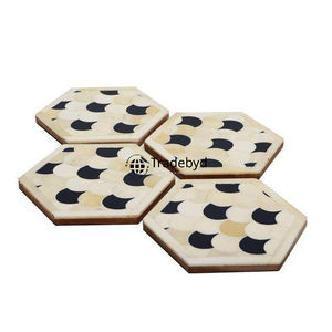 Sous-verre carré en os incrusté fait main 4x4 pouces, décoration de table élégante et luxueuse, disponible en différentes couleurs Tradebyd - Product Image 4