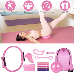 Kit Pilates Tutto-in-Uno 14 Pezzi con Bande di Resistenza e Palla da Yoga, Attrezzatura per Allenamento Completo del Corpo, Borsa per il Trasporto Inclusa - Product Image 1
