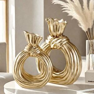 Diseño ideal para la decoración del hogar, florero dorado y jarrón para flores, personalizado, hecho a mano, la mejor decoración de interiores y diseño artesanal. - Product Image 1