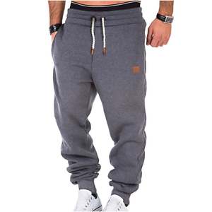Men's 100% Cotton Fleece Sweatpants Streetwear Baggy Joggers Sports Pants <b>Trousers</b> Multi Pockets <b>Elastic</b> Drawstring Waist Cuff - Product Image 4