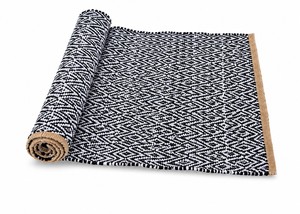 Tapis de porte en coton géométrique noir et blanc, tissé, antidérapant, résistant aux taches, réversible, pour salle de bain, cuisine, entrée - Product Image 5