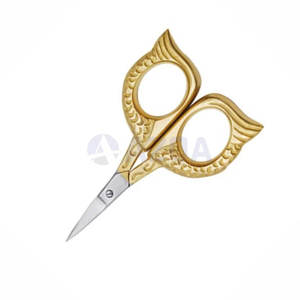 Ciseaux de broderie demi-ornés en or, à fil dentelé, en acier inoxydable de qualité industrielle, pour droitiers, fabriqués au Pakistan - Product Image 3