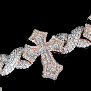Custom Cross VVS Moissanite Cuban <b>Bracelet</b> Classic Style Iced Rose Gold Plated 925 Sterling <b>Silver</b> Lab Grown Diamond IGI <b>Bangles</b> - Product Image 2