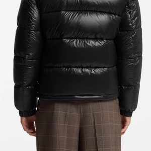 Chaqueta Acolchada con Capucha para Hombre, Negra, Resistente al Viento, Rellena de Plumón, Informal, de Invierno, Corte Regular, Cierre de Cremallera, Color Sólido, Gruesa - Product Image 2