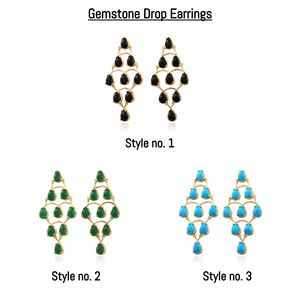 Pendientes de Araña con Gema de Turquesa Azul Intenso, Diseño Atrevido, con Múltiples Piedras Colgantes, Chapados en Oro de 18k, de Latón, Regalo de Joyería - Product Image 6