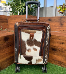 Nouveau personnalisé en cuir de vachette hommes 14 pouces chariot bagages voyage valise bagages de haute qualité en cuir véritable bagages chariot sacs - Product Image 2