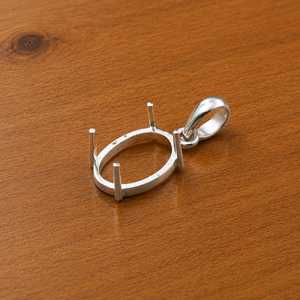 Base de Plata de Ley 925 Ovalada de 8x10mm para Colgante con Engaste de Garras, para DIY con Cabujón de Resina o Piedra, Semimontura de Joyería - Product Image 5