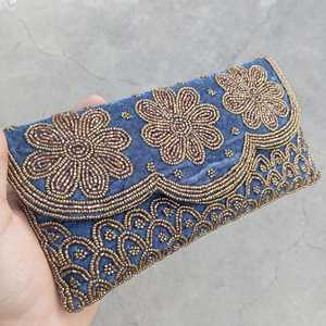 Indian Traditional Luxury Handbag Multicolor <b>Crystal</b> Glass <b>Beaded</b> Durable Artisan Craft Premium Baguette Fashion Accessories - Product Image 1