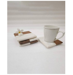 Sous-verres et dessous de plat écologiques en bois et marbre, résistants à la chaleur, pour café et vin - Product Image 1