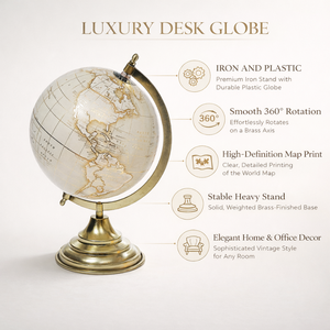 Globo Terráqueo Grande para Escritorio Ejecutivo con Mapa del Mundo Detallado y Coloreado | Construcción de Hierro y Plástico |   Soporte Sólido para Decoración Educativa y de Oficina - Product Image 5
