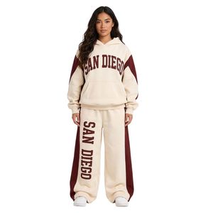 Relaxed Fit <b>Women</b> Cotton Fleece Sweatsuit Set 400 GSM Oversized Hoodie <b>Baggy</b> Sweatpants Two Piece Outfit - Product Image 3