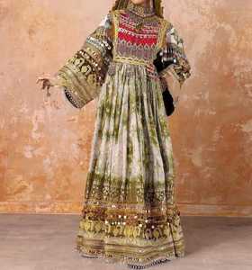 Customized Sizes Eco-Friendly Maxi V-neck A-Line Floral Print Afghan Kuchi <b>Dresses</b> Women Wedding Party Wear Wholesale Prices - Product Image 5