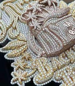 Custom Men's Rhodium Plated 925 Sterling Silver <b>Iced</b> Out VVS Moissanite Hip Hop Pendant - Product Image 3