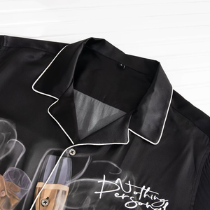 Chemise décontractée à manches courtes en soie de haute qualité, coupe ajustée, design personnalisé, color-block, respirante pour l'été, pour hommes - Product Image 4