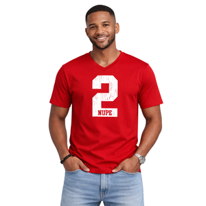 T-shirt col en V Kappa Alpha Psi Number 2 Klub rouge, vêtement de fraternité grecque avec motif audacieux, confort premium et coupe élégante - Product Image 1