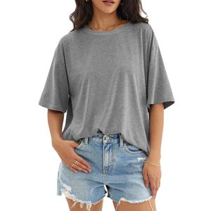 Venta caliente Mujeres Camisetas en blanco O-cuello de manga corta Camisetas sólidas 100% Algodón de secado rápido Liso O-cuello en blanco Camisetas de gran tamaño - Product Image 1
