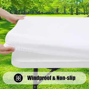 Lot de 2 nappes de table rectangulaires en polyester élastique, imperméables et lavables, pour table de pique-nique et table de patio rectangulaire - Product Image 1